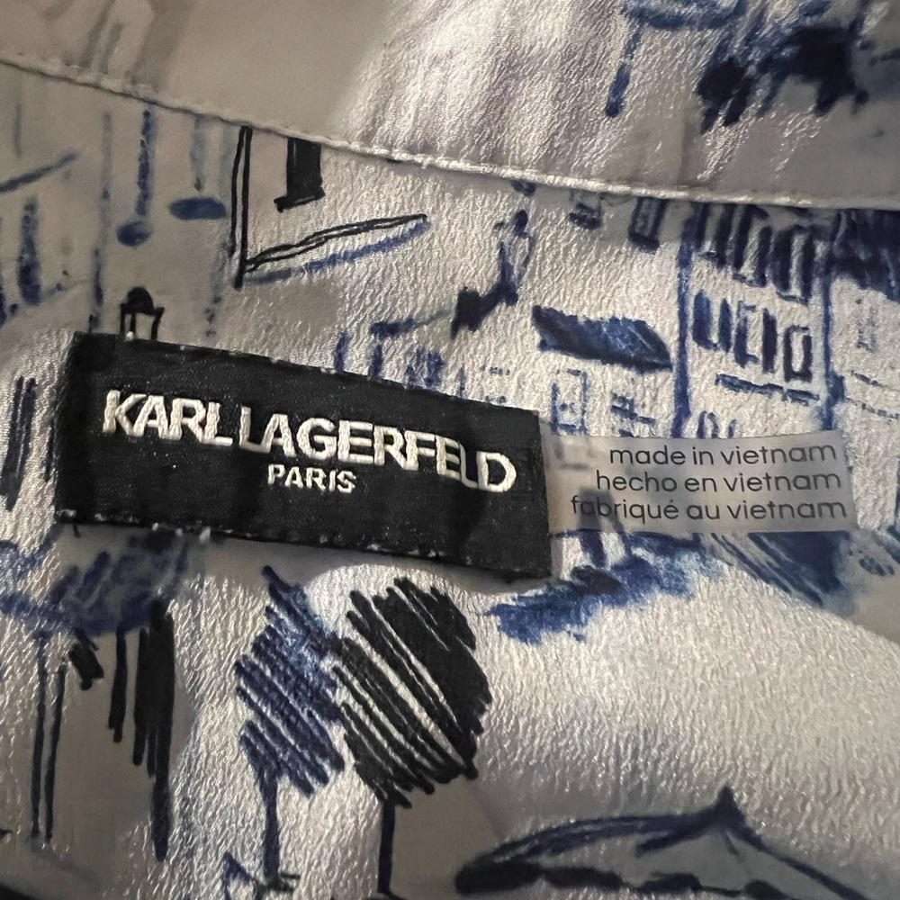 Karl Lagerfeld Blue and White Blouse